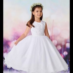 White satin sparkle tulle dress